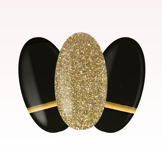 Black & Gold gel nagelstickers met glanzend zwart en gouden glitteraccent – STICK&GO